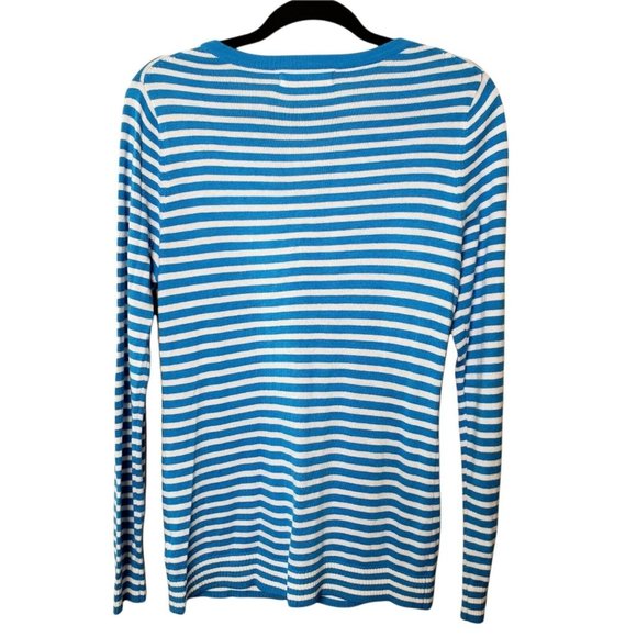 Michael Kors Womens Striped Long Sleeve Sweater Chain & Eyelet Detail Size M - Picture 2 of 12